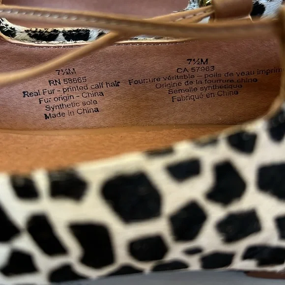 Halogen Women’s Leather Haowen Cheetah Print Fur Pointy Toe Strap Flats Size 7.5 - Picture 13 of 16